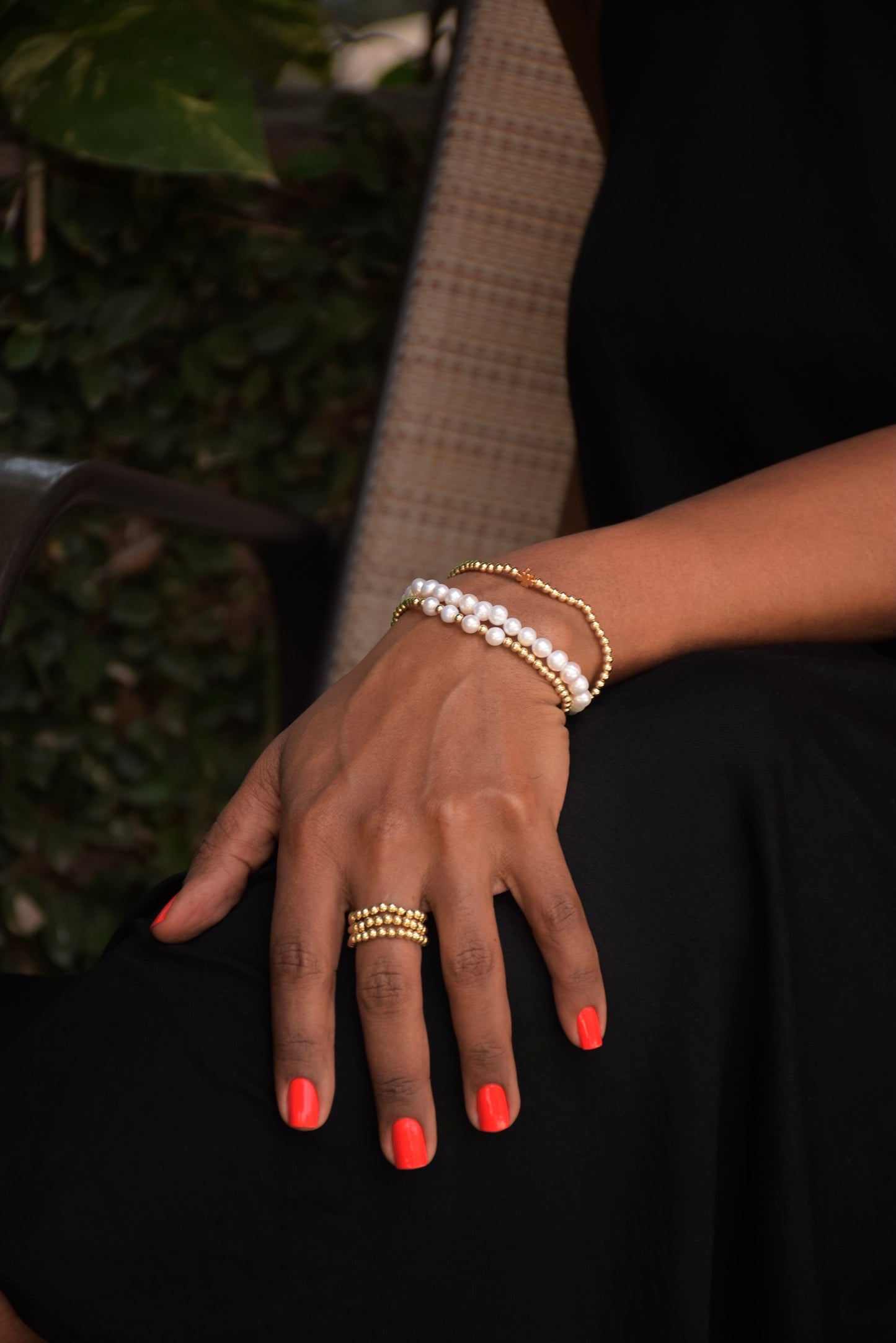 Stainless steel beaded ring