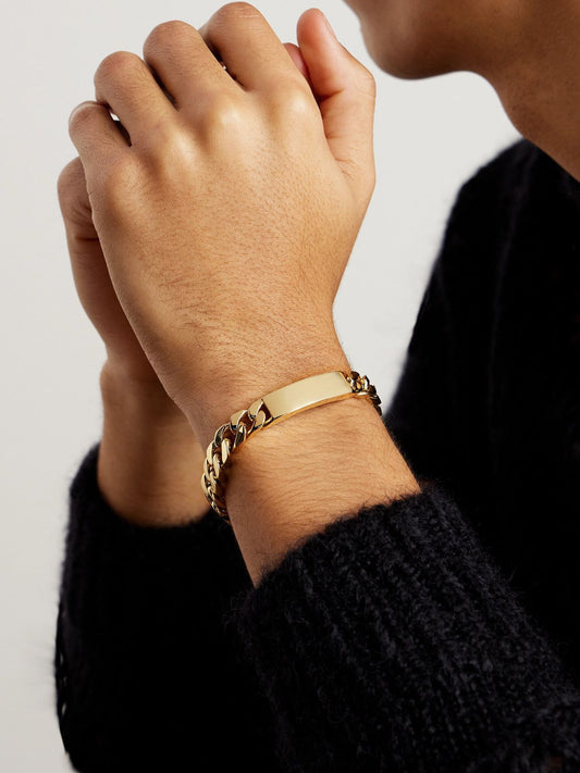 Men Cuban link bracelet with plate